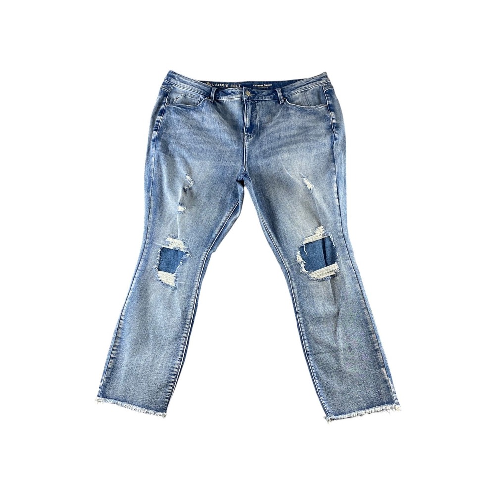 Laurie Felt Forever Denim Easy Skinny‎ Distressed Light Wash Jeans 20WP